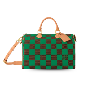 Louis Vuitton Speedy 40 Bandouliere Top Handle Bag 15.7 in/ 40cm Damier Pop Green Gold Hardware For Men N40579