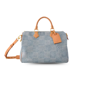 Louis Vuitton Speedy 40 Bandouliere Top Handle Bag 16in/ 40cm Blue Denim Gold Hardware For Men N40701