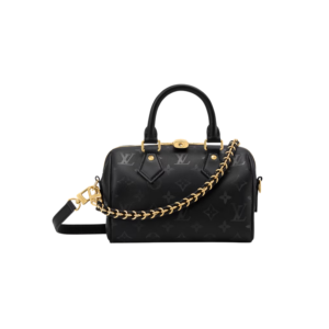 Louis Vuitton Speedy Bandouliere 20 Top Handle Bag 8.1in/ 20.5cm Boldly Black Monogram Ink Gold Hardware M3A079