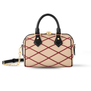 Louis Vuitton Speedy Bandouliere 20 Top Handle Bag 8in/ 20.5cm Beige/ Red Gold Hardware For Women M24261