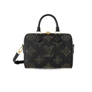 Louis Vuitton Speedy Bandouliere 25 Top Handle Bag 9.8 in/ 25 cm Black Gold Hardware For Women M46736