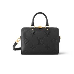 Louis Vuitton Speedy Bandouliere 25 Top Handle Bag 9.8in/ 25cm Black Gold Hardware For Women M58951