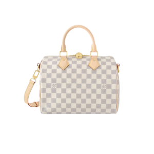 Louis Vuitton Speedy Bandouliere 25 Top Handle Bag 9.8in/ 25cm Damier Azur Canvas Gold Hardware For Women N40608