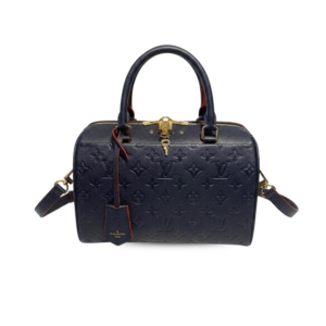 Louis Vuitton Speedy Bandouliere 25 Top Handle Bag 9.8in/ 25cm Navy Blue Monogram Empreinte Gold Hardware For Women