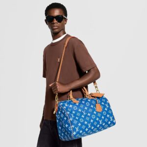 Alternative view of Louis Vuitton Speedy P9 Bandouliere 40 Top Handle Bag 15.7in/ 40cm Blue Gold Hardware For Men M24418