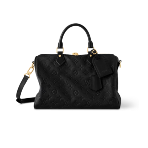 Louis Vuitton Speedy Soft 30 Top Handle Bag 11.8in/ 30cm Black Monogram Empreinte Gold Hardware For Women M47186