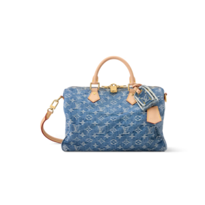 Louis Vuitton Speedy Soft 30 Top Handle Bag 11.8in/ 30cm Blue Denim Gold Hardware For Women M14430