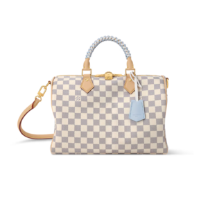 Louis Vuitton Speedy Soft 30 Top Handle Bag 11.8in/ 30cm Damier Azur Gold Hardware For Women N40908