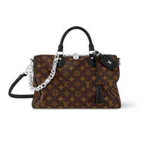 Louis Vuitton Speedy Soft 30 Top Handle Bag 11.8in/ 30cm Dark Monogram Black Silver Hardware For Women M12243