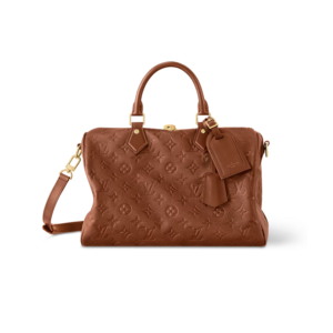 Louis Vuitton Speedy Soft 30 Top Handle Bag 11.8in/ 30cm Tan Monogram Empreinte Gold Hardware For Women M28662