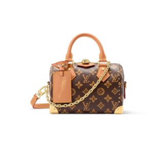 Louis Vuitton Speedy Trunk 20 Top Handle Bag 8.1in/ 20.5cm Ebene Monogram Origine Gold Hardware For Women M28102