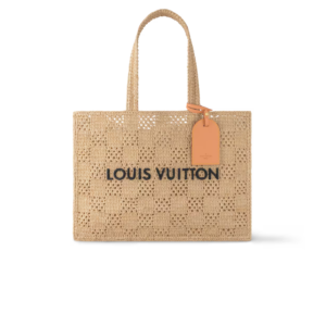 Louis Vuitton Summer Shopper MM Tote Bag 17.3in/ 44cm Natural Beige Raffia Gold Hardware M25008