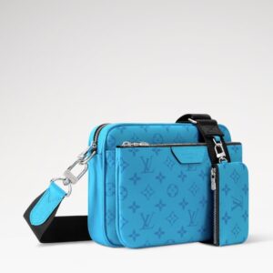 Alternative view of Louis Vuitton Trio Messenger Crossbody Bag 9.8in/ 25cm Tropical Blue Silver Hardware For Men M27641