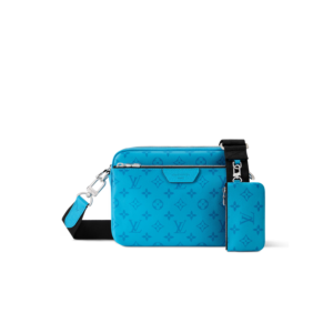 Louis Vuitton Trio Messenger Crossbody Bag 9.8in/ 25cm Tropical Blue Silver Hardware For Men M27641