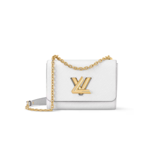 Louis Vuitton Twist MM Crossbody Bag 9in/ 23cm Epi White Gold Hardware For Women