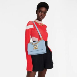 Alternative view of Louis Vuitton Twist MM Monogram Flower Bleu Nuage Blue For Women, Women's Handbags, Shoulder And Crossbody Bags 9.1in/23cm LV M59627