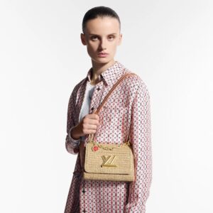 Alternative view of Louis Vuitton Twist PM Slim Shoulder Bag 7.5in/ 19cm Brown Raffia Gold Hardware For Women M14309