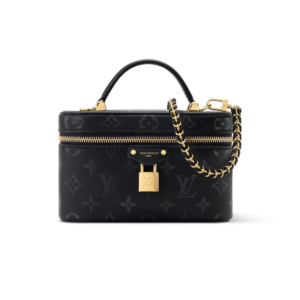 Louis Vuitton Vanity Chain Pouch Top Handle 7.5in/ 19cm Boldly Black Monogram Ink Gold Hardware For Women M3A372