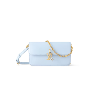 Louis Vuitton Wallet On Chain LV Bloom Shoulder Bag 7.9in/ 20cm Azure Blue Gold Hardware For Women M14547