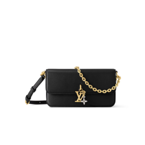 Louis Vuitton Wallet On Chain LV Bloom Shoulder Bag 7.9in/ 20cm Black Gold Hardware For Women M14564
