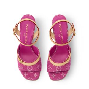 Alternative view of Louis Vuitton Helios Wedge Sandals Fuchsia Denim For Women 1AJKWN