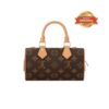 Louis Vuitton Nano Speedy Dating Top Handle Bag 7.1in/ 18cm Brown Gold Hardware For Women M13226 - Image 3
