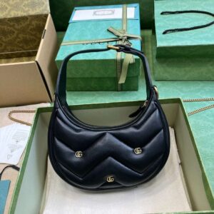 Alternative view of Gucci Marmont Half Moon Shaped Mini Bag Black For Women 21cm / 8.3in 770983 FACK2 1000