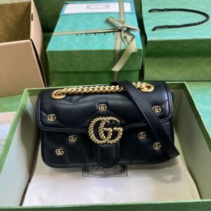 Alternative view of Gucci Marmont Matelasse Mini Shoulder Bag 8.5in/ 22cm Black Gold Hardware For Women