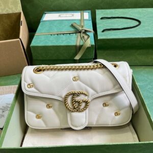 Alternative view of Gucci Marmont Matelasse Mini Shoulder Bag 8.5in/ 22cm White Gold Hardware For Women
