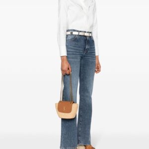 Alternative view of Saint Laurent Mini Manon In Raffia And Aged Vegetable-Tanned Beige For Women 9.1 Inches/ 23 Cm 774269GAAED9051