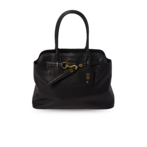 Miu Miu Aventure Medium Tote Bag 15.7in/ 40cm Black Antiqued Gold Hardware For Women 5BG291_2BBL_F0002_V_OON