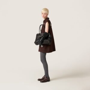 Alternative view of Miu Miu Aventure Medium Tote Bag 15.7in/ 40cm Black Antiqued Gold Hardware For Women 5BG291_2BBL_F0002_V_OON