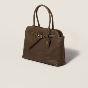 Alternative view of Miu Miu Aventure Medium Tote Bag 15.7in/ 40cm Tundra Antiqued Gold Hardware For Women 5BG291_2BBL_F0244_V_OON