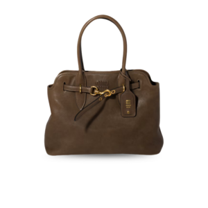 Miu Miu Aventure Medium Tote Bag 15.7in/ 40cm Tundra Antiqued Gold Hardware For Women 5BG291_2BBL_F0244_V_OON