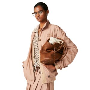 Alternative view of Miu Miu Aventure Tote Bag 12in/ 31cm Oak Nappa Leather Gold Hardware For Women 5BG291_2BBL_F0316_V_OOO