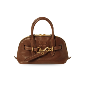 Miu Miu Aventure Small Tote Bag 11in/ 28cm Oak Antiqued Gold Hardware For Women 5BB169_2BBL_F0316_V_OOO