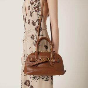 Alternative view of Miu Miu Aventure Small Tote Bag 11in/ 28cm Oak Antiqued Gold Hardware For Women 5BB169_2BBL_F0316_V_OOO
