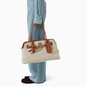 Alternative view of Miu Miu Aventure Tote Bag 17.3in/ 44cm Beige/ Brandy Antiqued Gold Hardware For Women 5BG310_ACRN_F062F_V_OLM