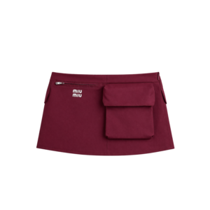 Miu Miu Technical Poplin Cargo Mini Skirt Bordeaux For Women