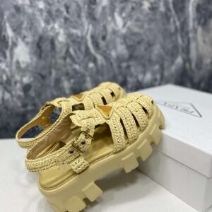 Alternative view of Prada Monolith Crochet Cage Sandals Yellow For Women