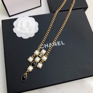 Alternative view of Chanel Morden Stone Necklace Gold Tone For Women