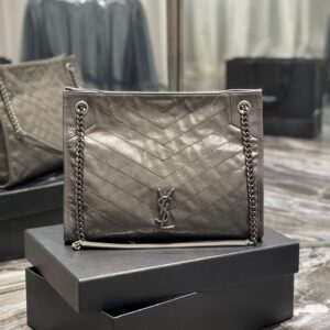 Alternative view of Saint Laurent Niki Shopping Medium Tote Bag 12.9in/ 33cm Green Khaki Silver Hardware For Women