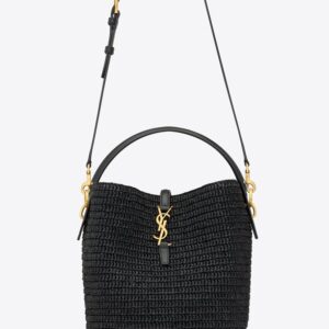 Alternative view of Saint Laurent Le 37 In Woven Raffia And Vegetable-Tanned Black For Women 9.8 Inches/ 25 Cm 773991GAAEC1000