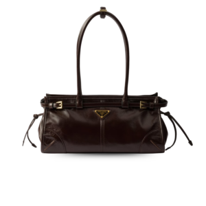 Prada Bonnie Medium Shoulder Bag 13in/ 32cm Dark Brown Gold Hardware 1BA426_2CYR_F01D6_V_MOO