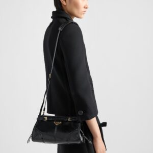 Alternative view of Prada Bonnie Small Shoulder Bag 10in/ 26cm Black Gold Hardware 1BH215_2CYR_F0002_V_OOO