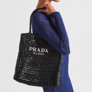 Alternative view of Prada Crochet Tote Bag 14.9in 38cm Black For Women 1BG393_2A2T_F0002_V_OOO