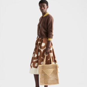 Alternative view of Prada Crochet Tote Bag 15in/ 38cm Tan Raffia Gold Hardware For Women 1BG393_2C2T_F05IA_V_OUO