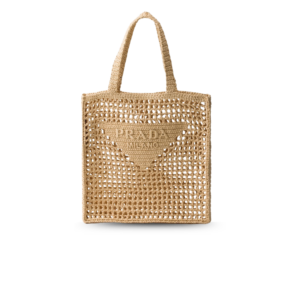 Prada Crochet Tote Bag 15in/ 38cm Tan Raffia Gold Hardware For Women 1BG393_2C2T_F05IA_V_OUO