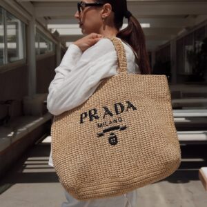 Alternative view of Prada Crochet Tote Bag 18.5in/ 47cm Natural For Women