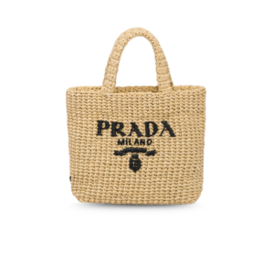 Prada Crochet Tote Bag 9.4 in/ 24cm Beige Raffia For Women 1BG422_2A2T_F0018_V_OOL